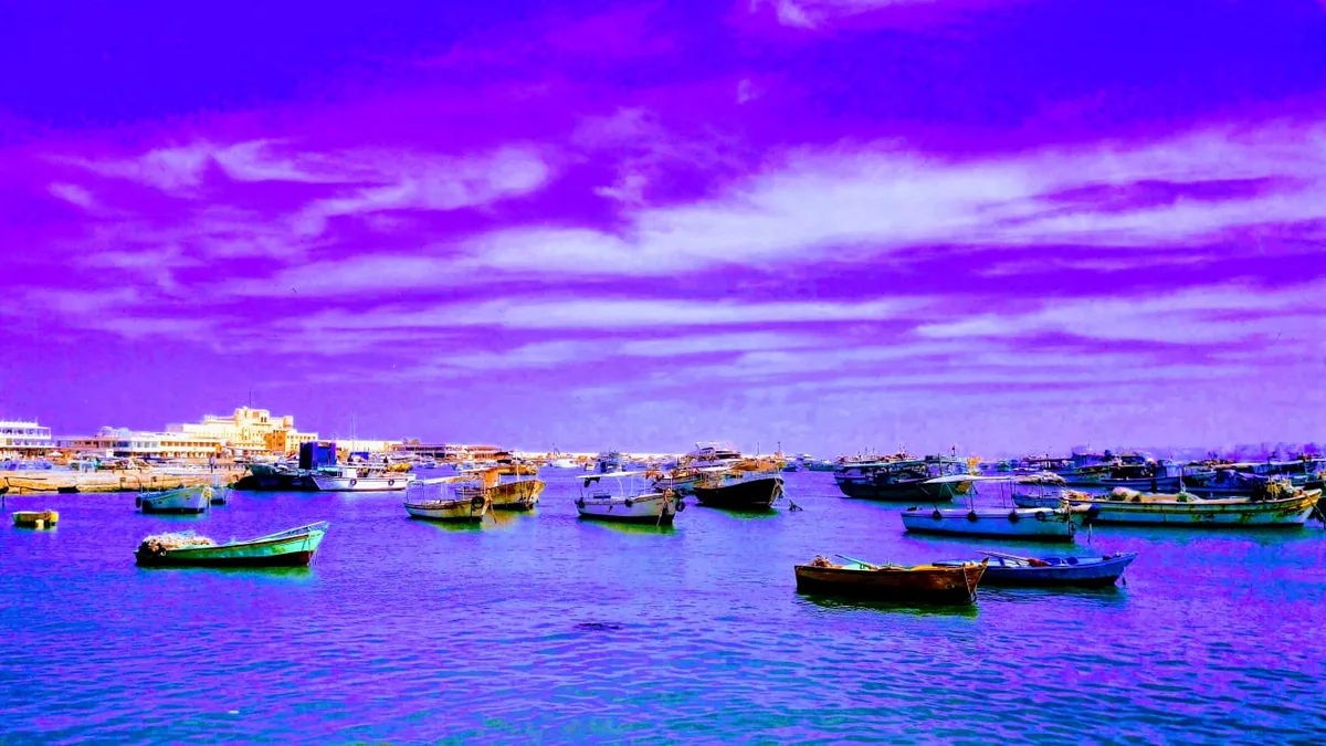 View across the old harbour of Alexandria, Egypt